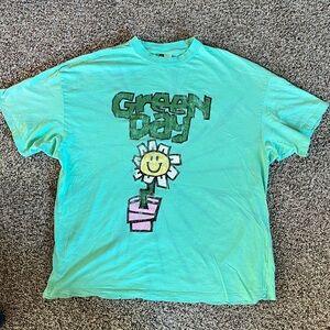 H&M Green Day Graphic Tee - Green Tie Dye Oversized Small